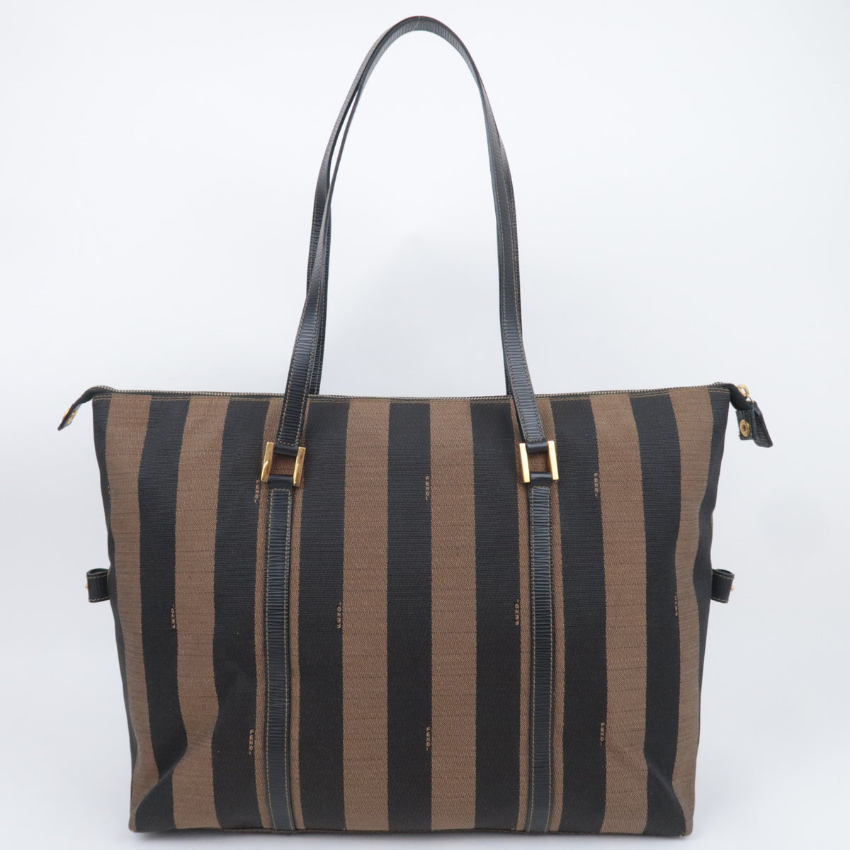 FENDI Pequin Stripe Canvas Tote Bag