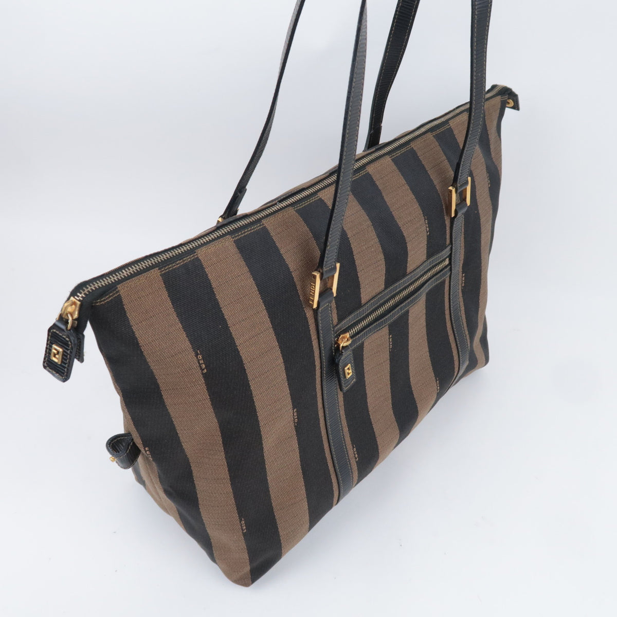 FENDI Pequin Stripe Canvas Tote Bag