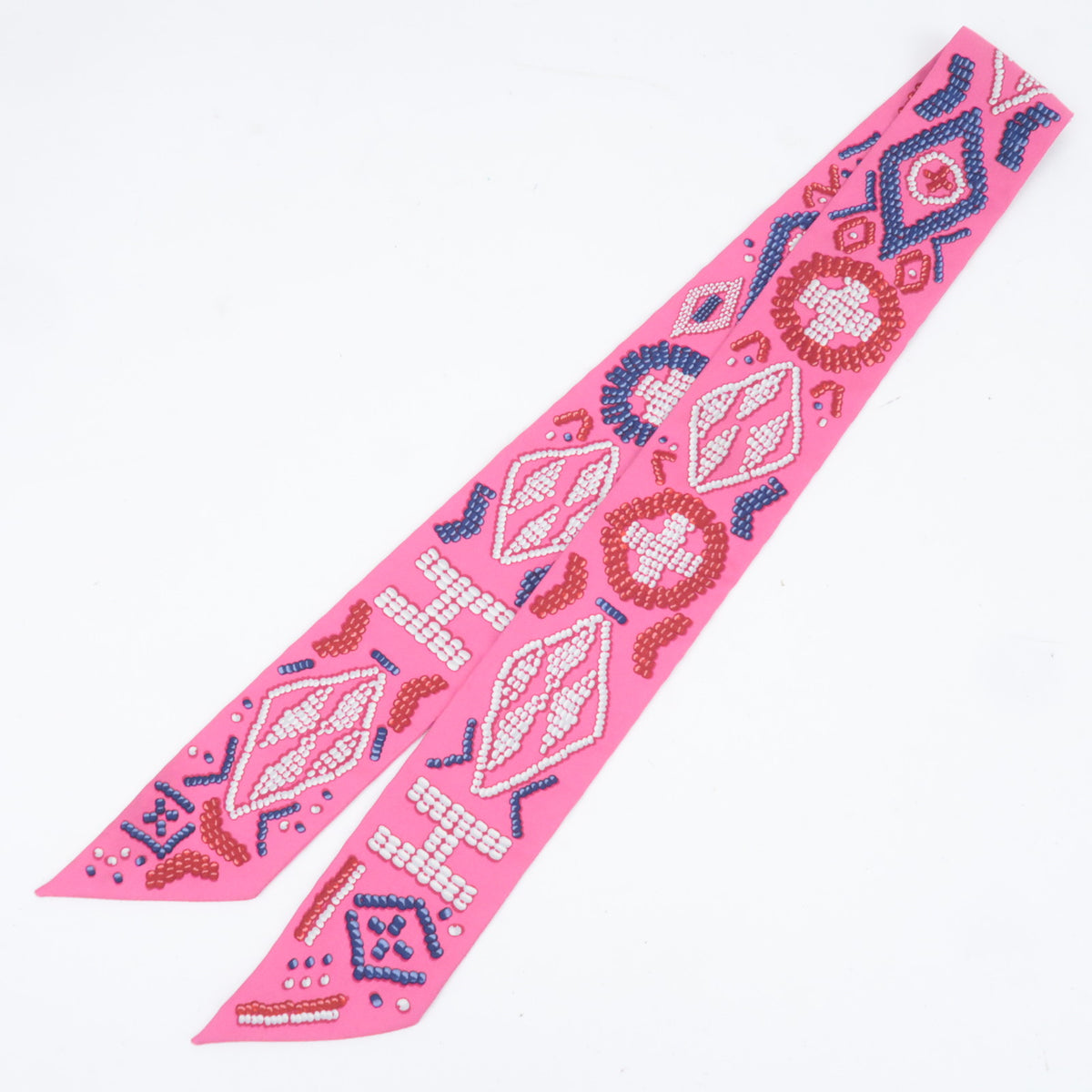 HERMES Twilly Scarf KELLY EN PERLES 100% Silk Pink
