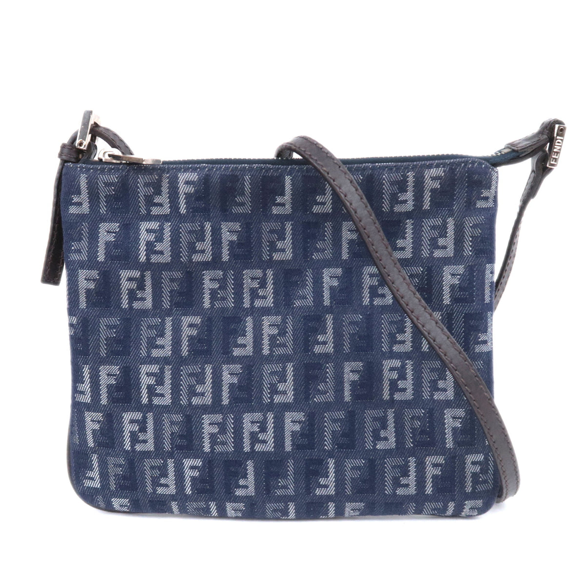 FENDI Zucchino Canvas Shoulder Bag Navy 8BT04792392