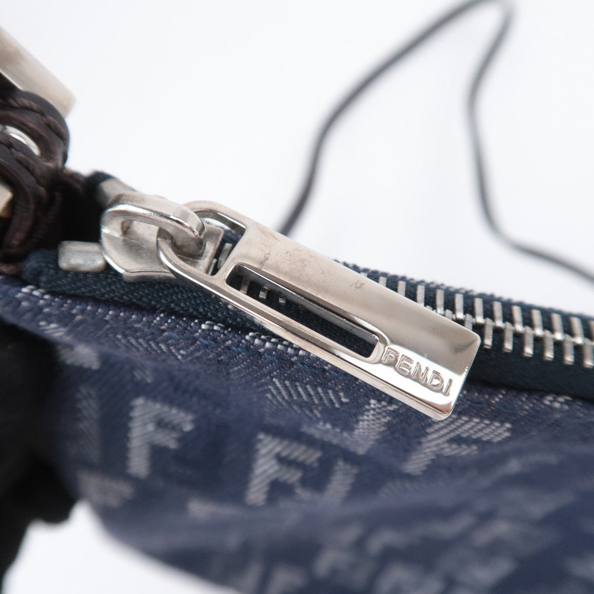 FENDI Zucchino Canvas Shoulder Bag Navy 8BT047