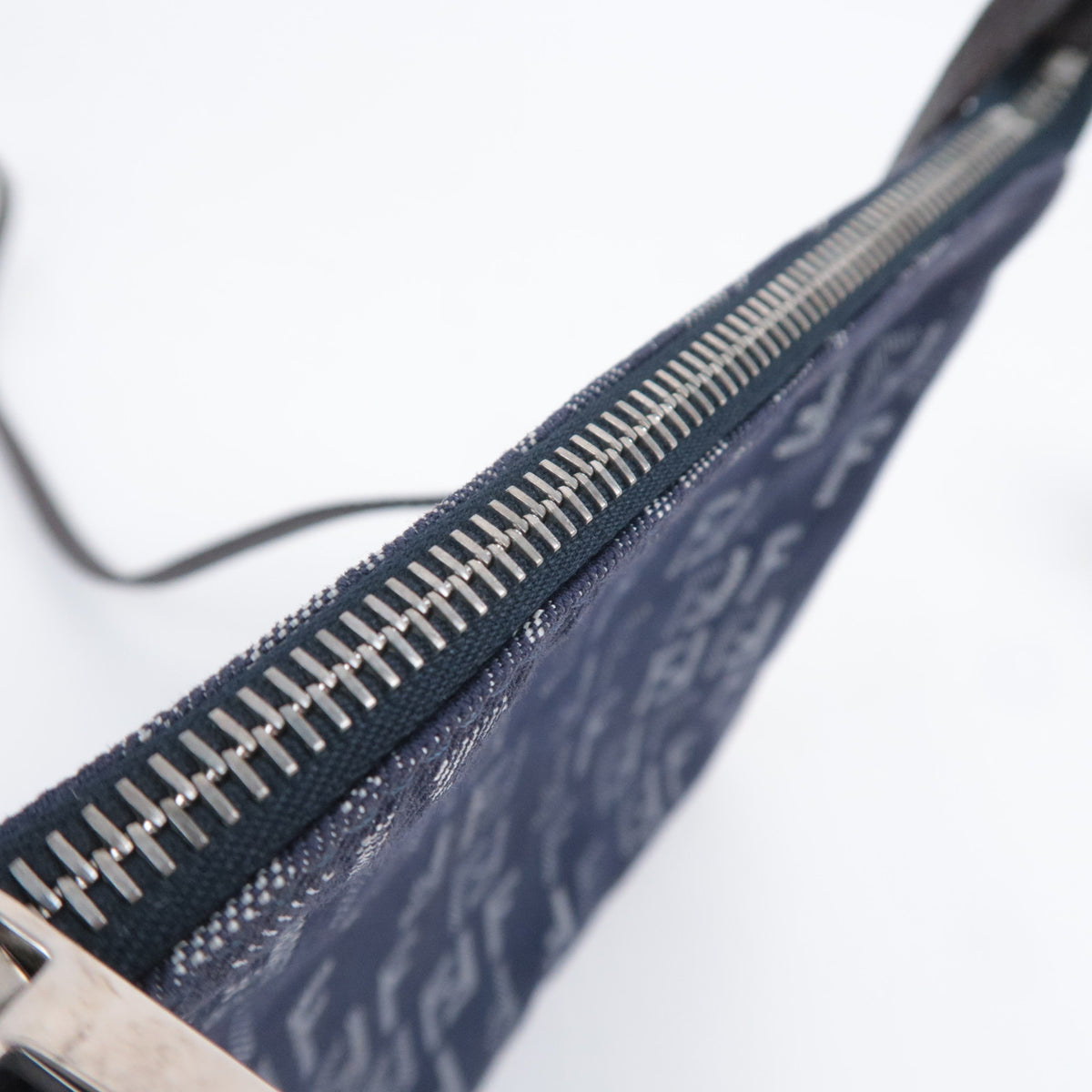 FENDI Zucchino Canvas Shoulder Bag Navy 8BT047
