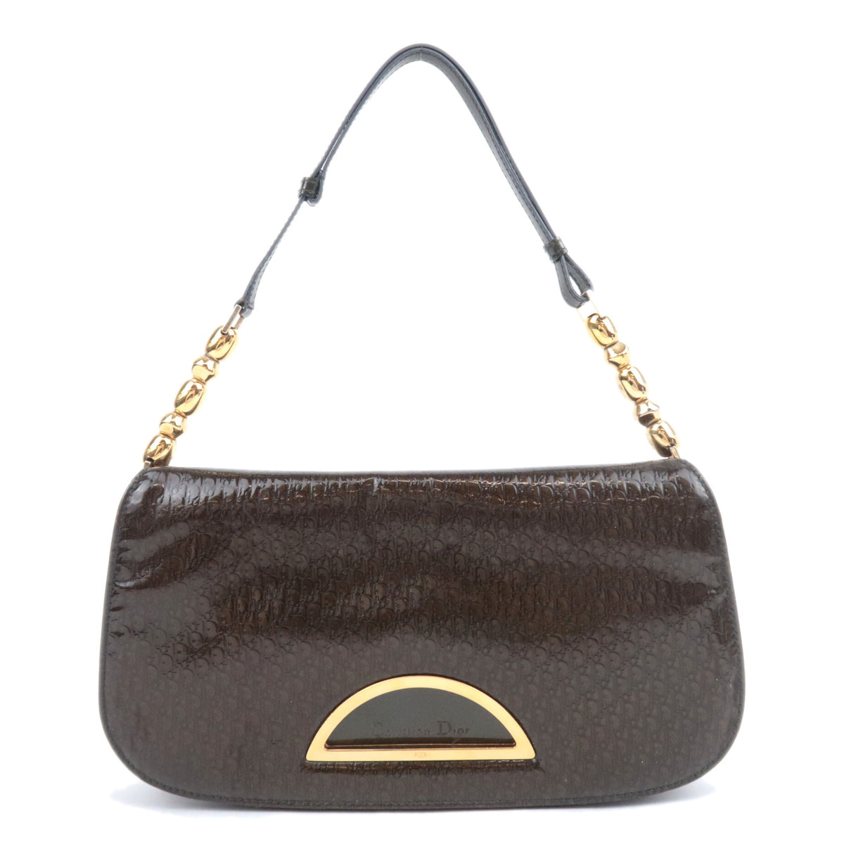 Christian Dior Trotter Maris Pearl Shoulder Bag Brown Khaki92395