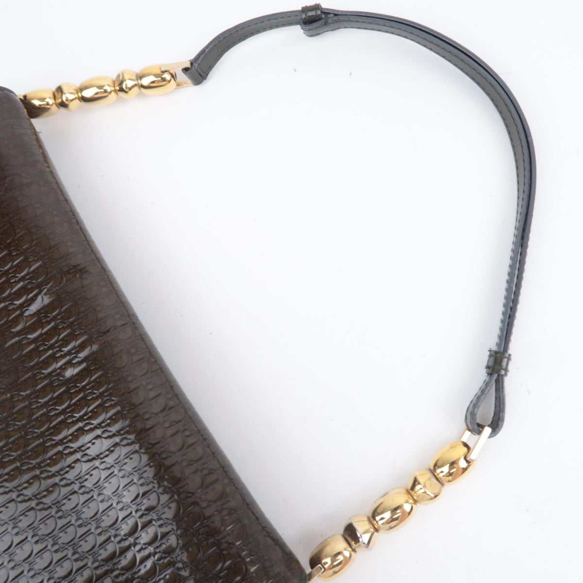 Christian Dior Trotter Maris Pearl Shoulder Bag Brown Khaki