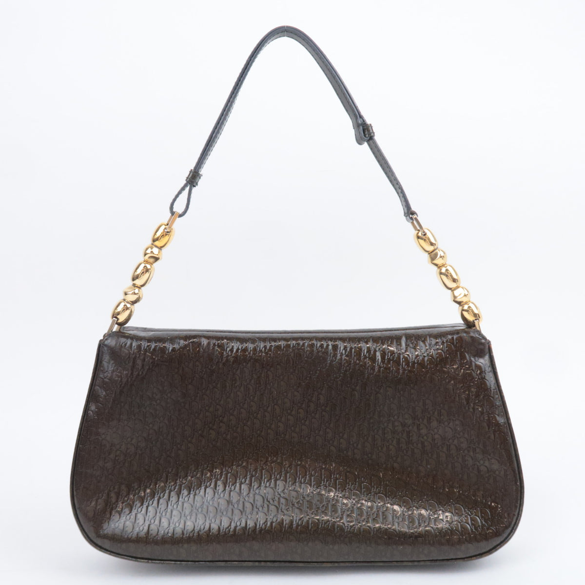 Christian Dior Trotter Maris Pearl Shoulder Bag Brown Khaki