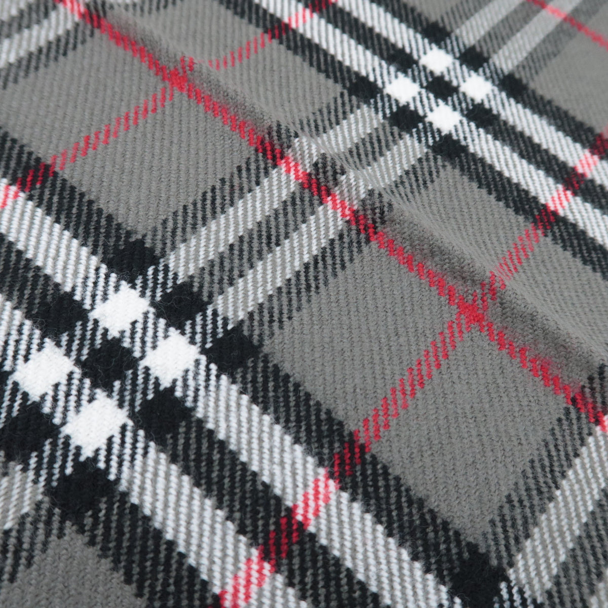 BURBERRY burberrys Nova Plaid Fringe Scarf 100% Wool Gray
