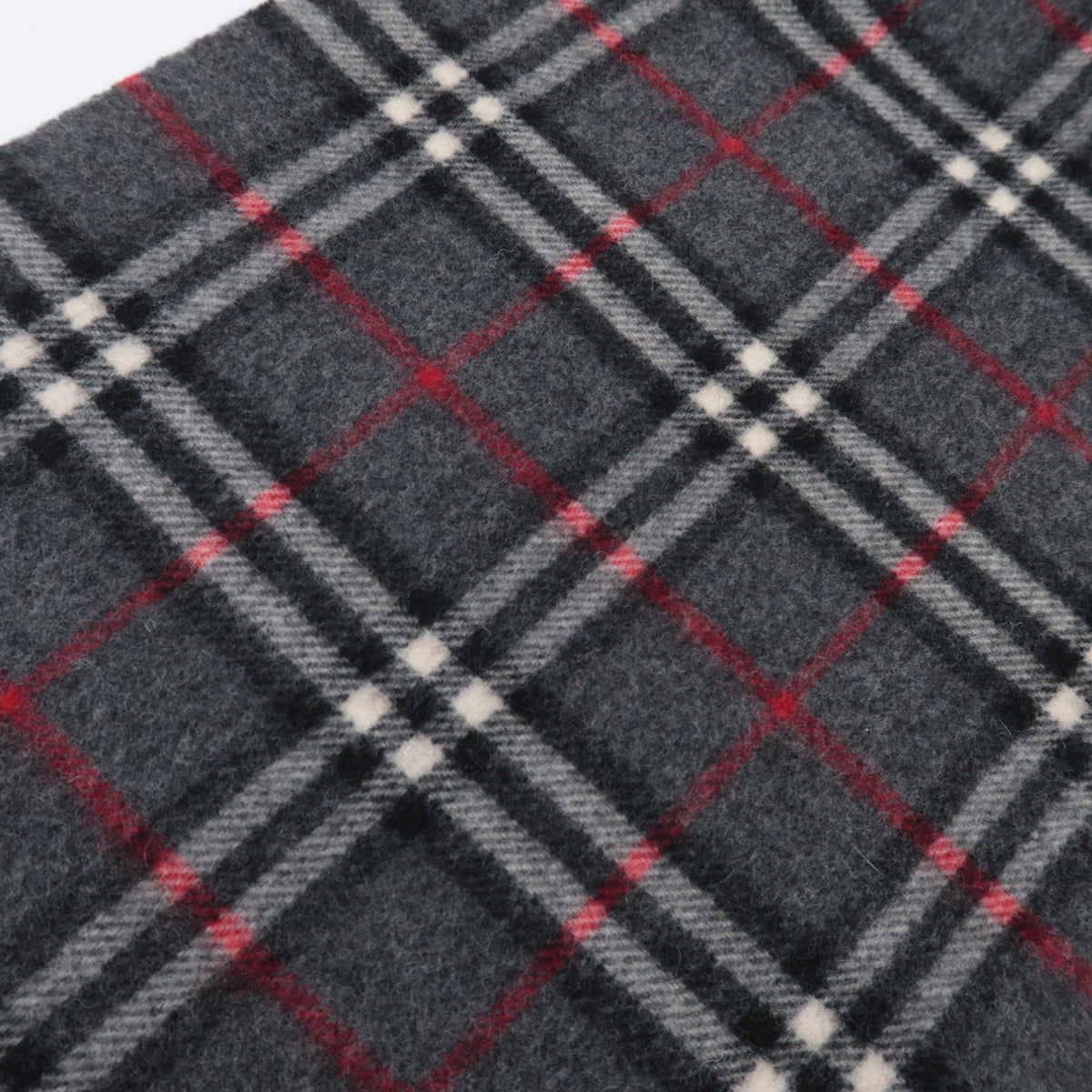 BURBERRY burberrys Nova Plaid Fringe Scarf 100% Wool Gray