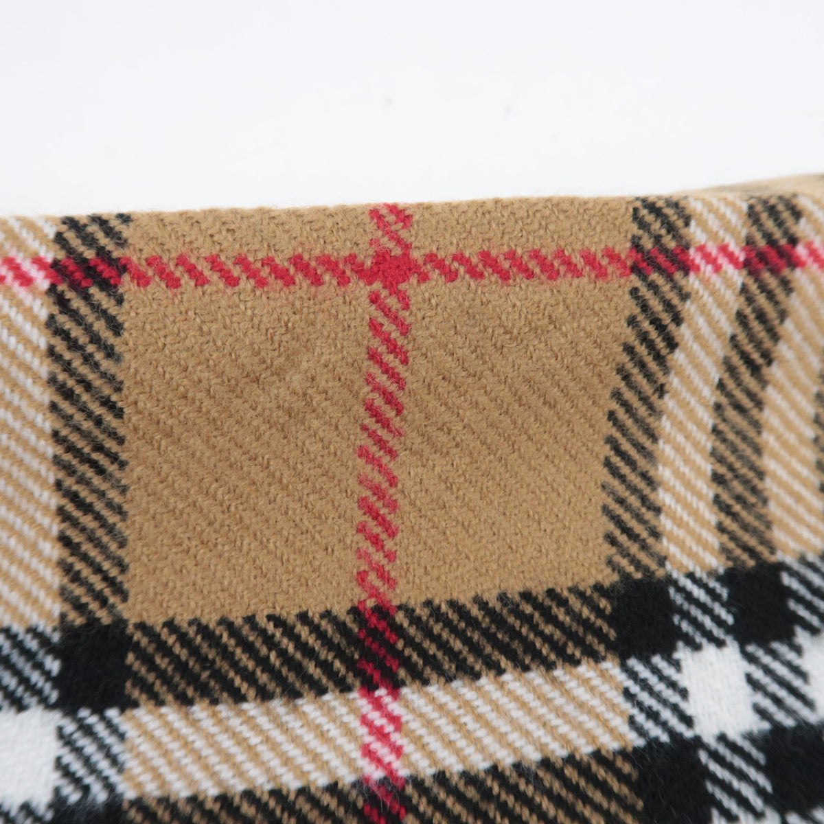 BURBERRY burberrys Nova Plaid Fringe Scarf 100% Wool Beige