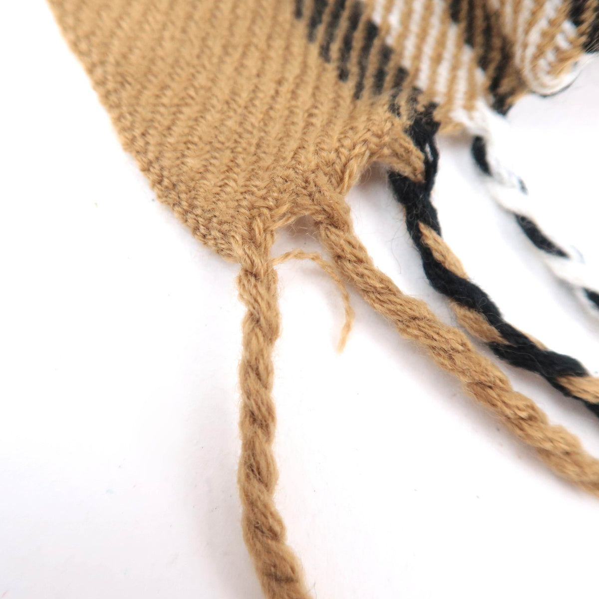 BURBERRY burberrys Nova Plaid Fringe Scarf 100% Wool Beige