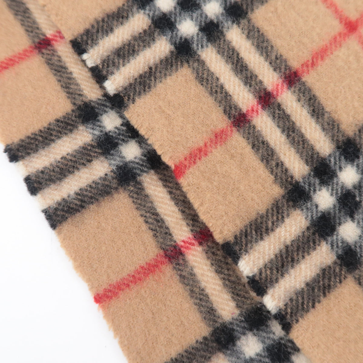 BURBERRY burberrys Nova Plaid Fringe Scarf 100% Wool Beige