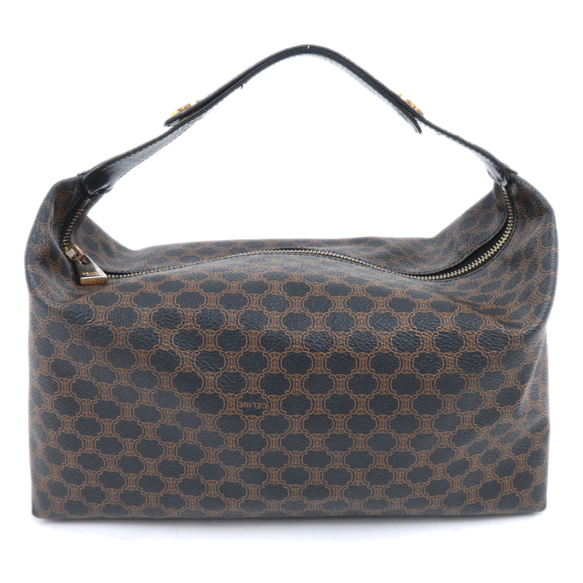 CELINE Macadam PVC Leather Handbag Black Brown92433