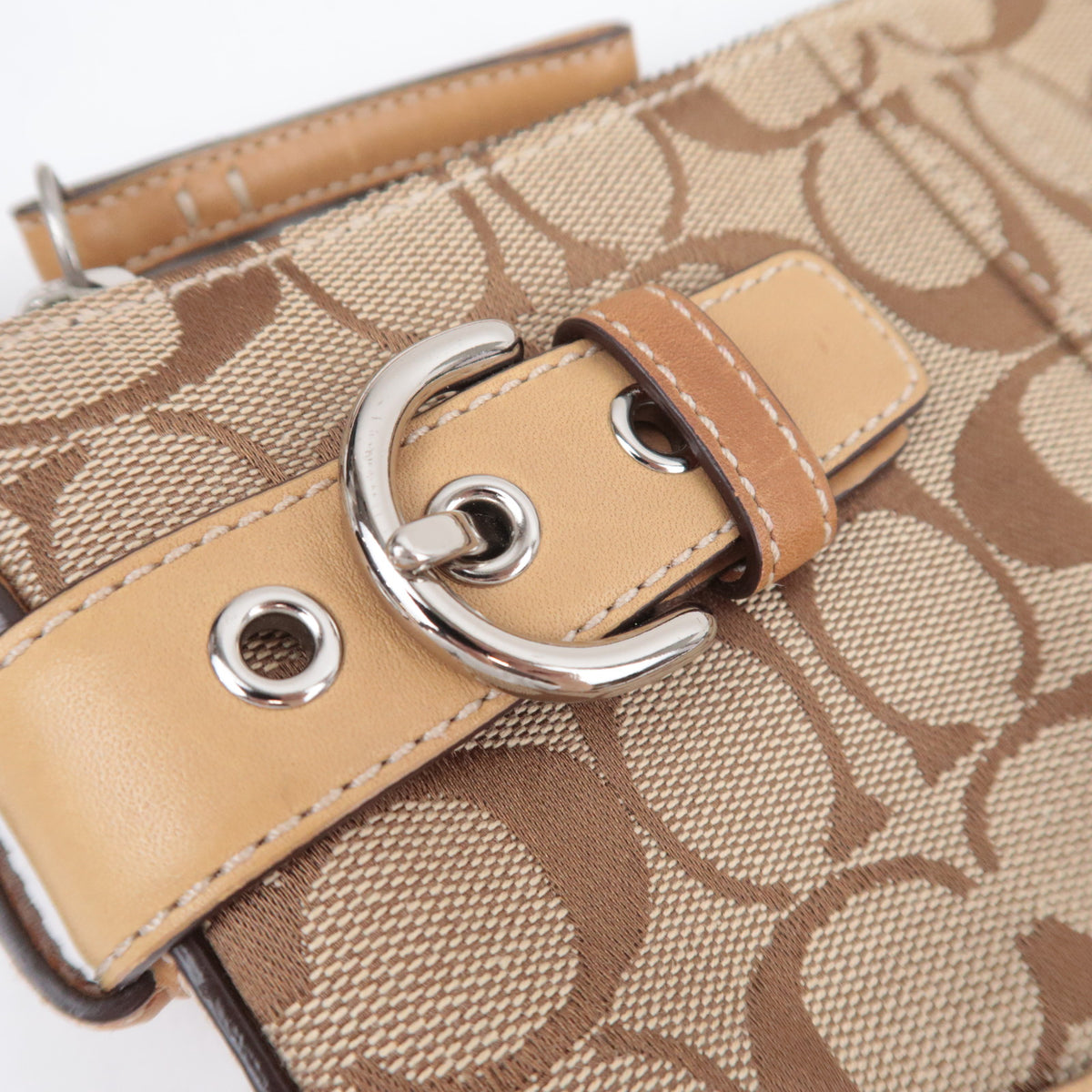 COACH Signature Canvas Shoulder Bag Beige 5107