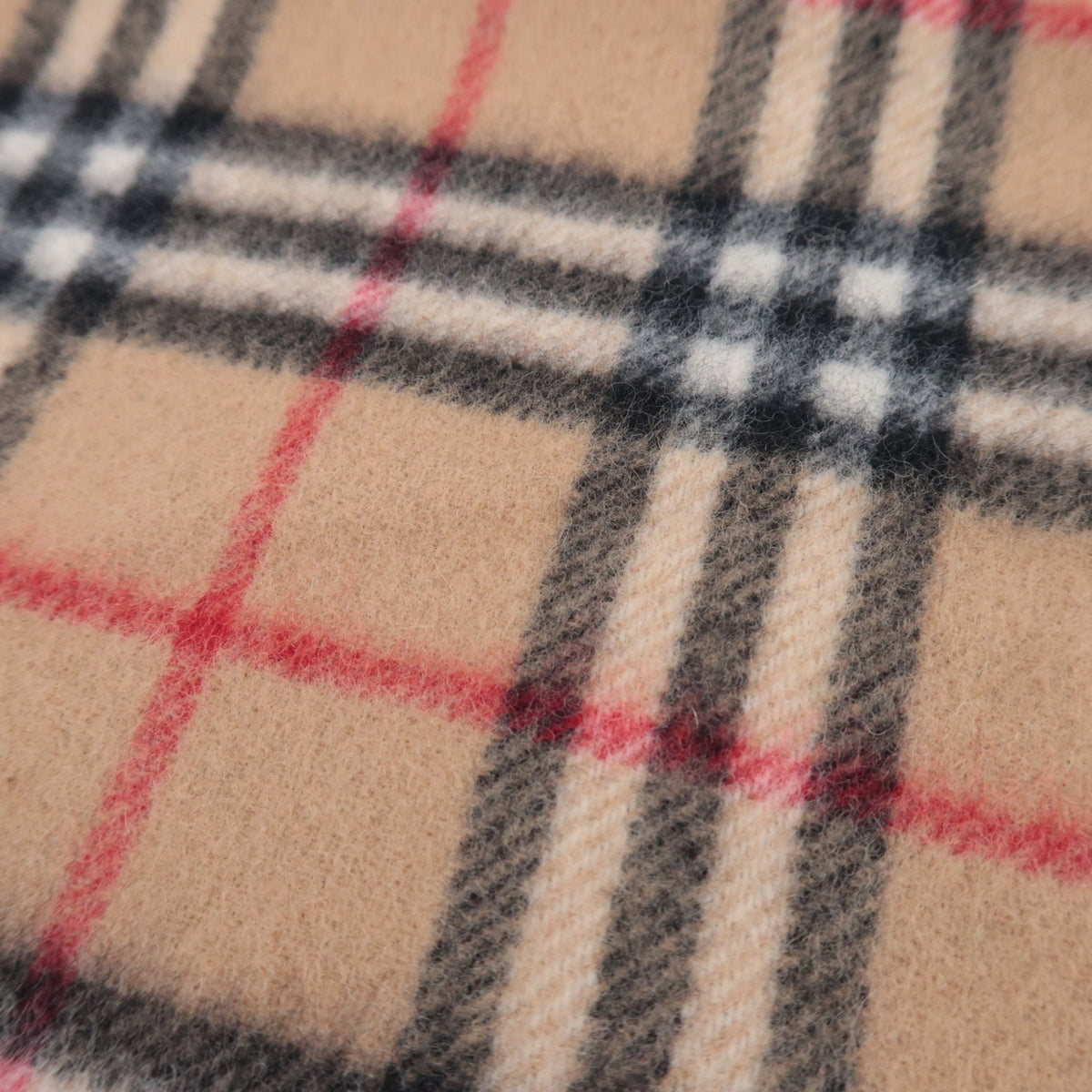BURBERRY burberrys Nova Plaid Fringe Scarf 100% Wool Beige