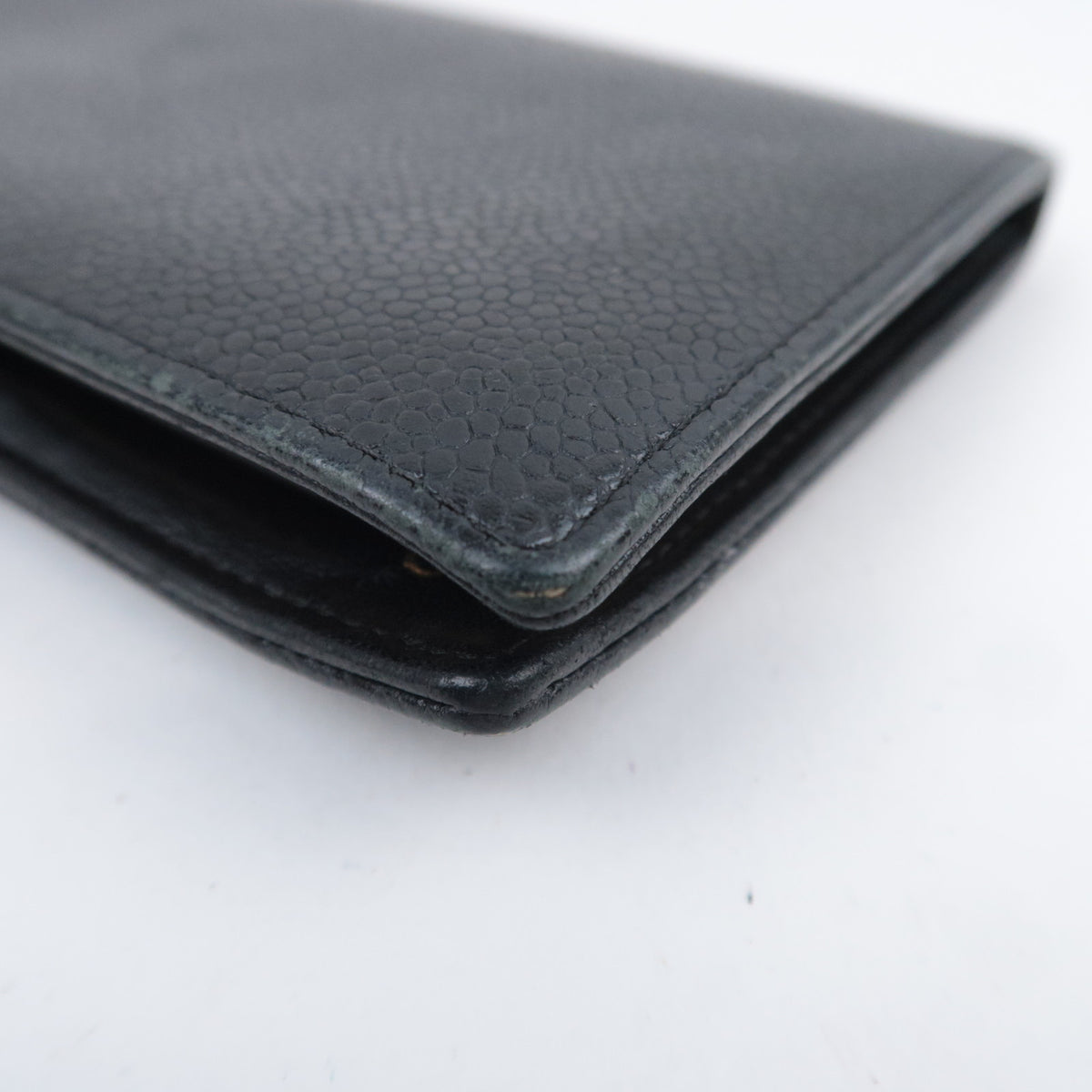 CHANEL Coco Mark KIss Lock Long Wallet Caviarskin