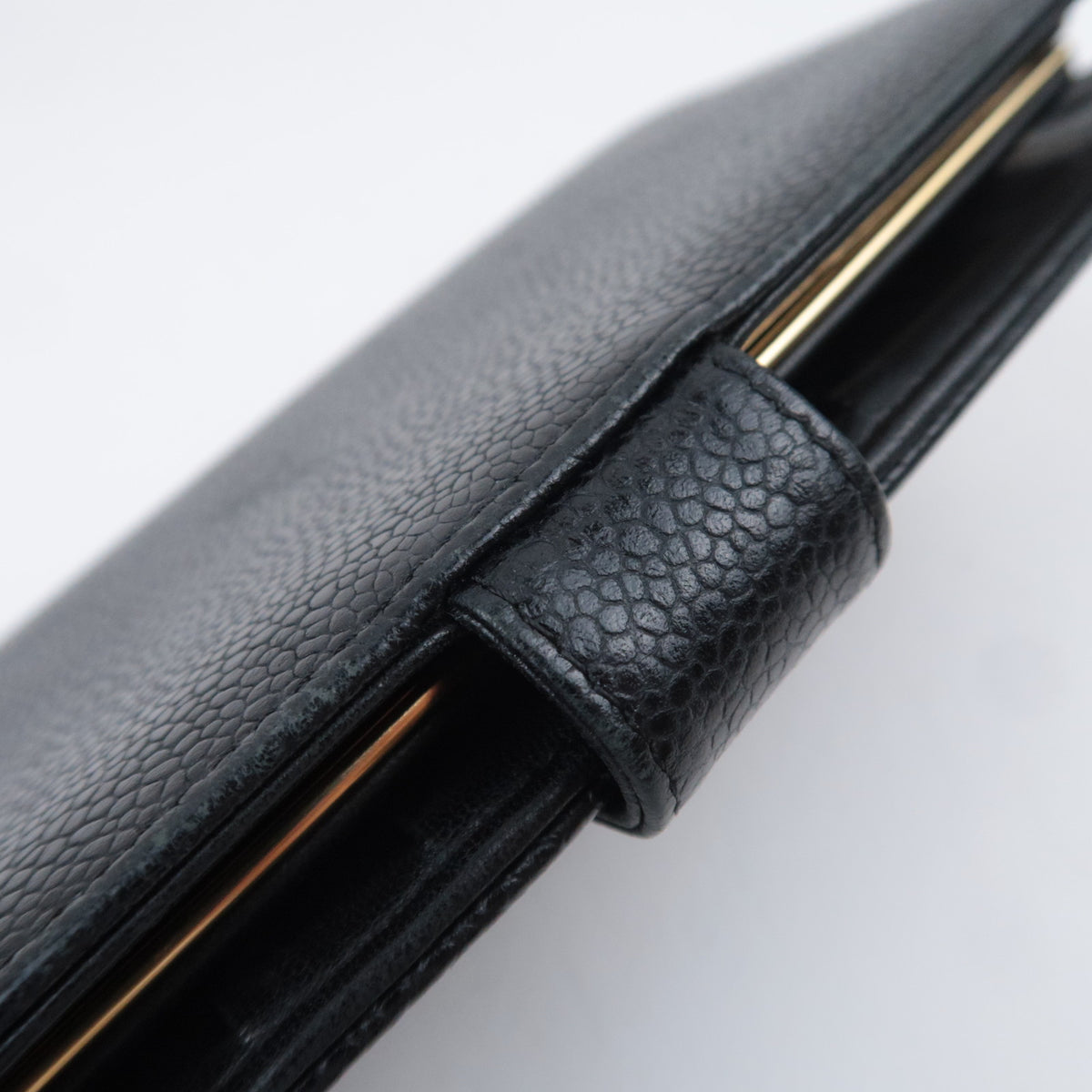 CHANEL Coco Mark KIss Lock Long Wallet Caviarskin