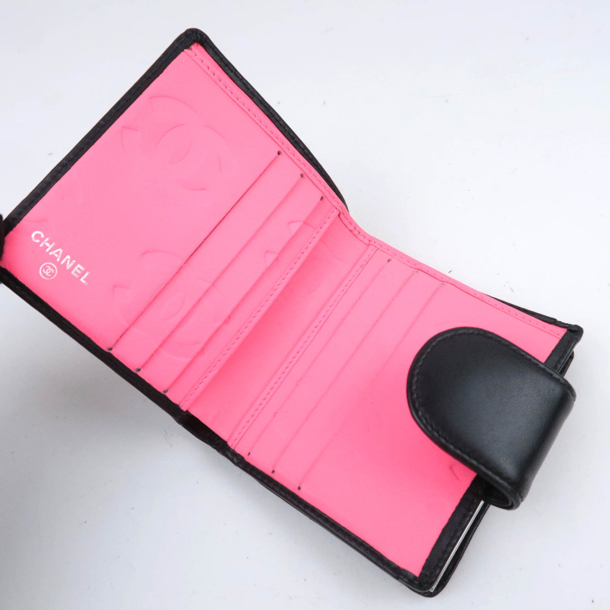 CHANEL Cambon Line Kiss Lock Wallet Lambskin