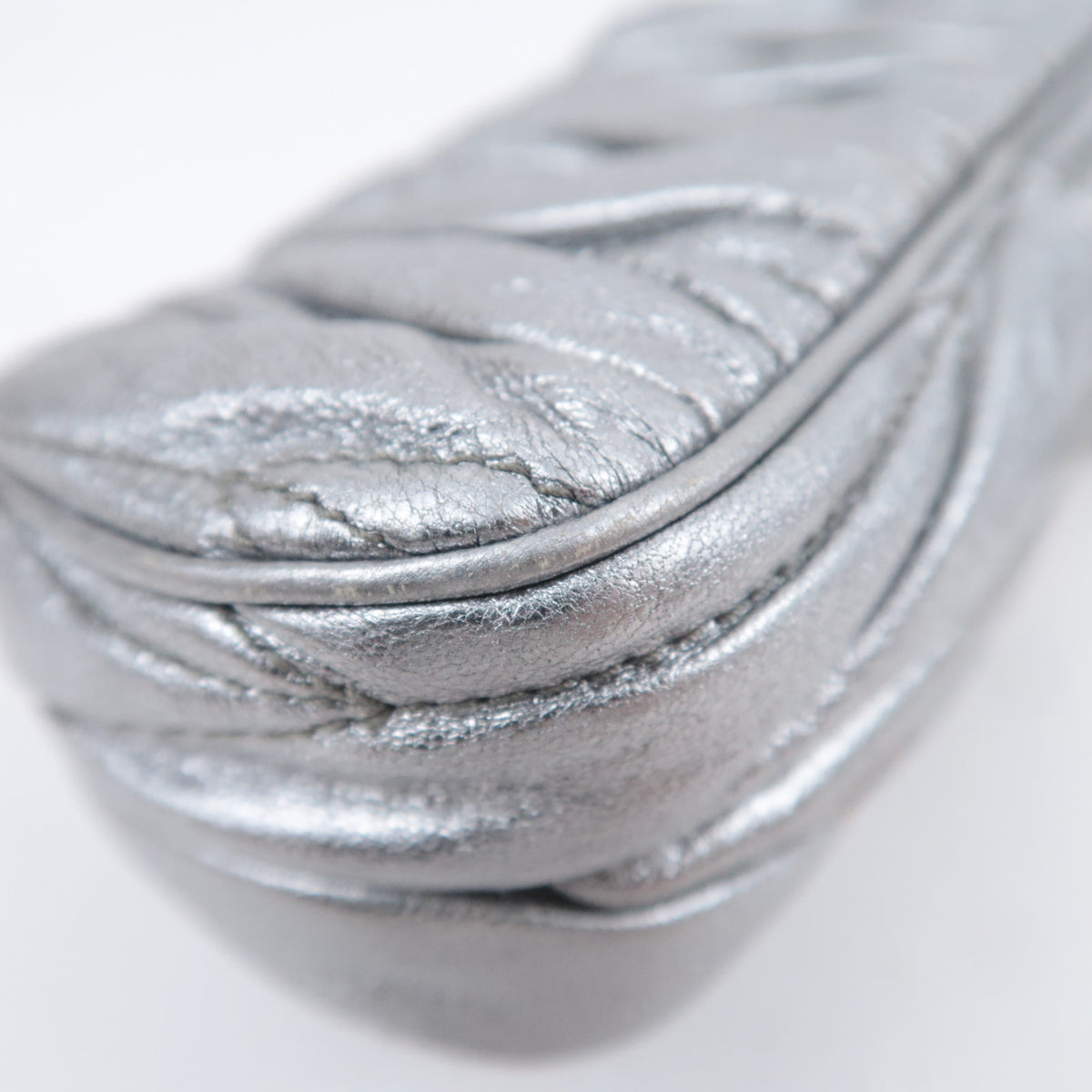 MIU MIU Matelasse Metallic Silver Mini Pouch
