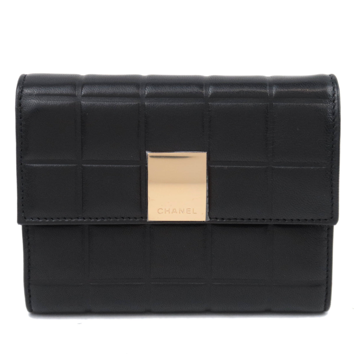 CHANEL Chocolate Bar Trifold Wallet Lambskin92545