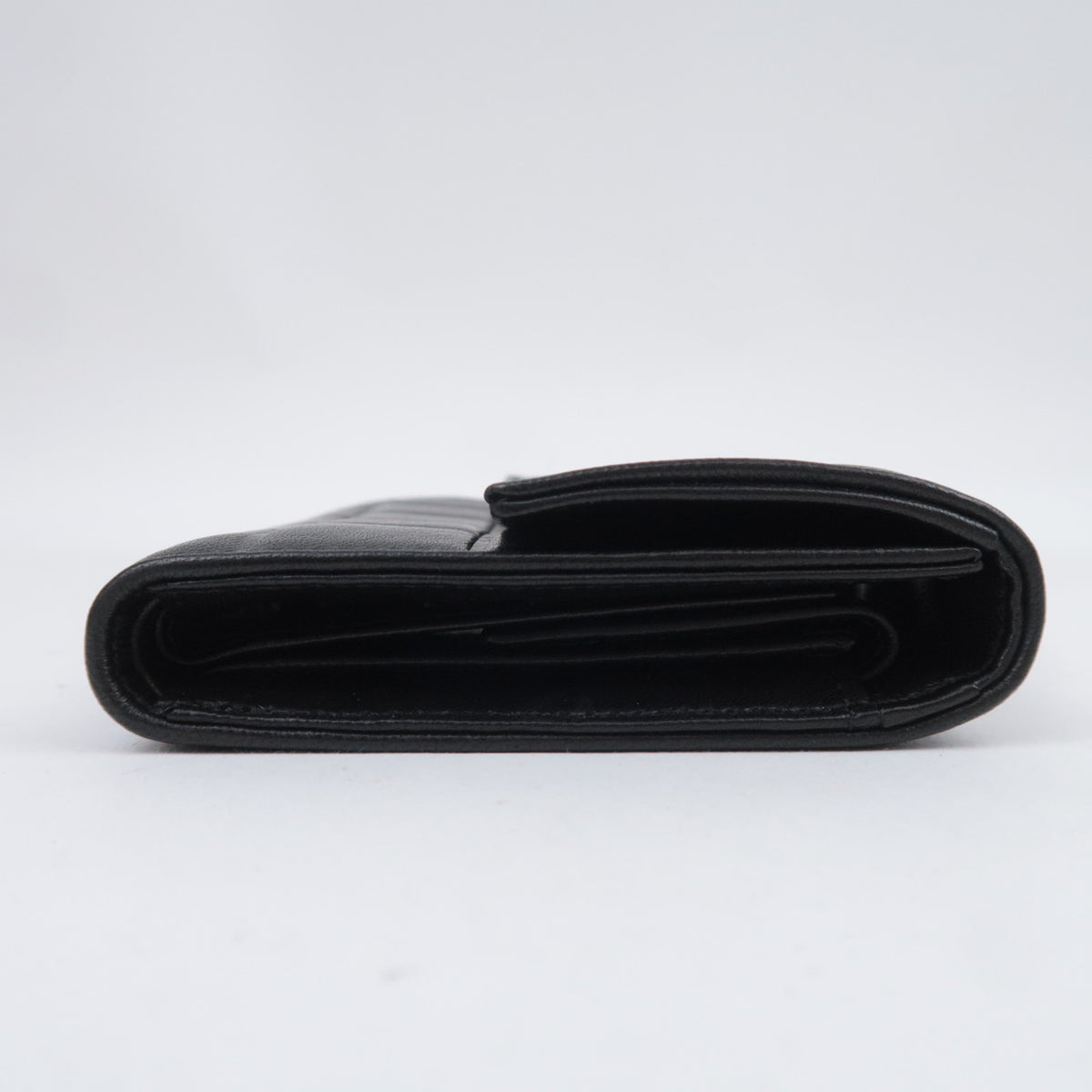 CHANEL Chocolate Bar Trifold Wallet Lambskin