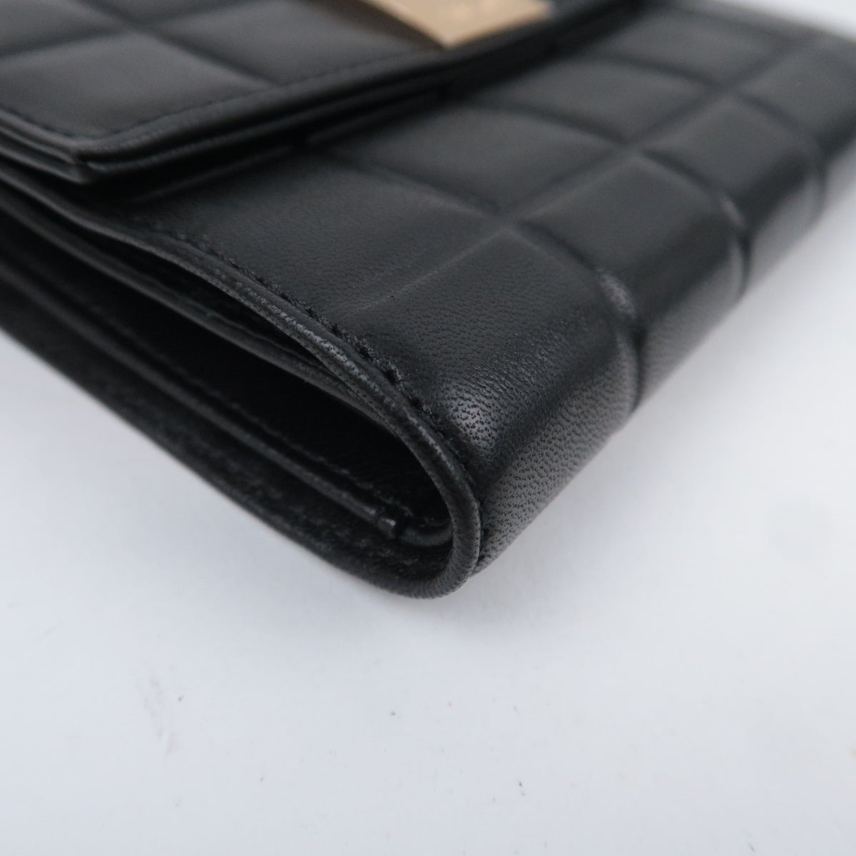 CHANEL Chocolate Bar Trifold Wallet Lambskin