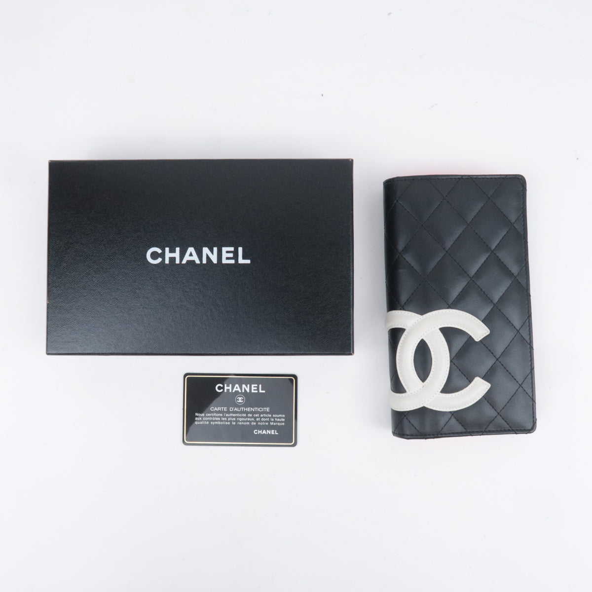 CHANEL Cambon Line Bi-Fold Long Wallet Lambskin