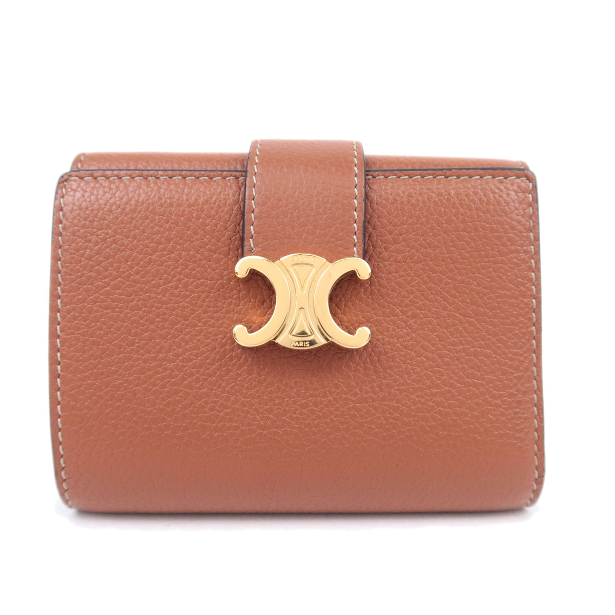 CELINE Triomphe Fine Strap Wallet Leather Brown92568