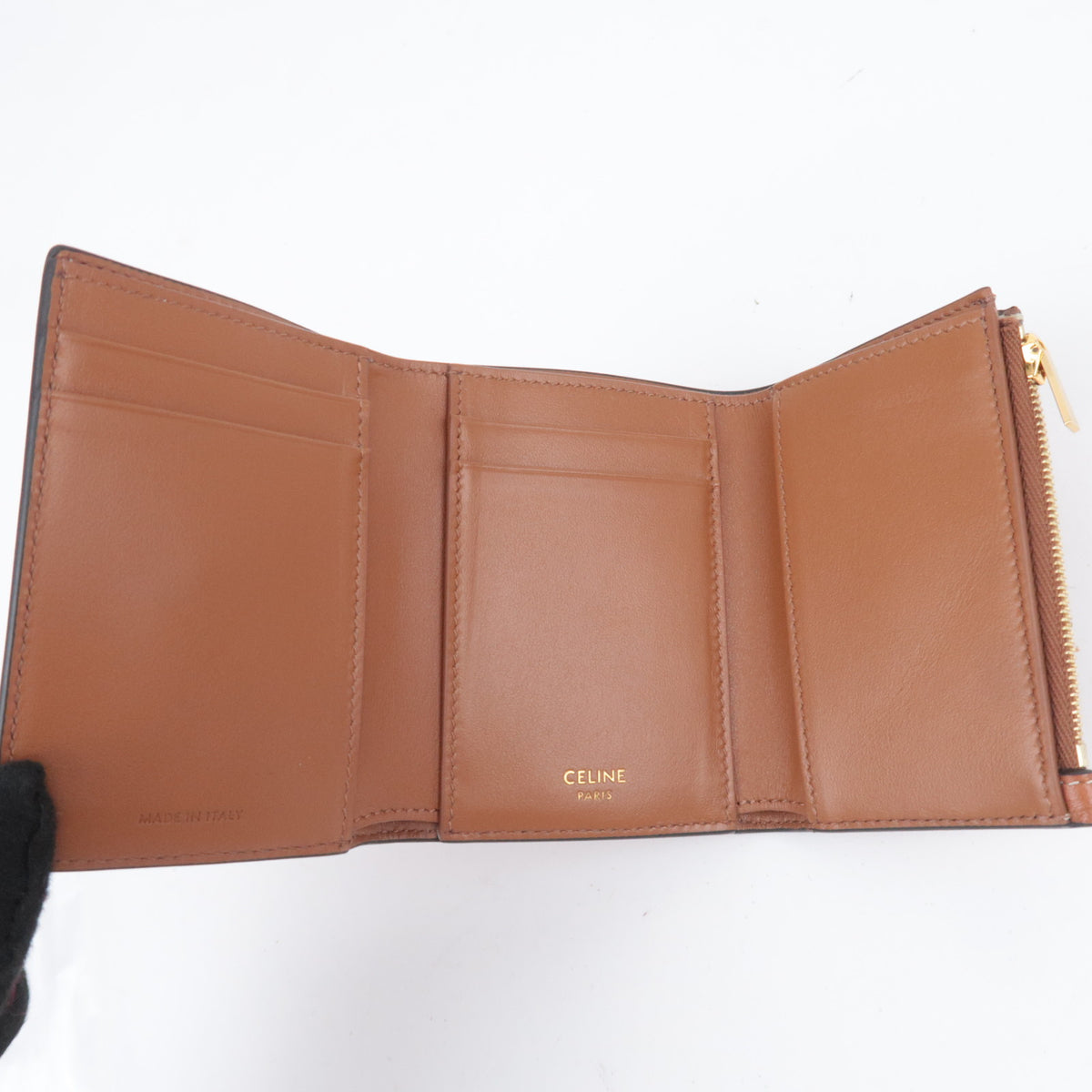 CELINE Triomphe Fine Strap Wallet Leather Brown