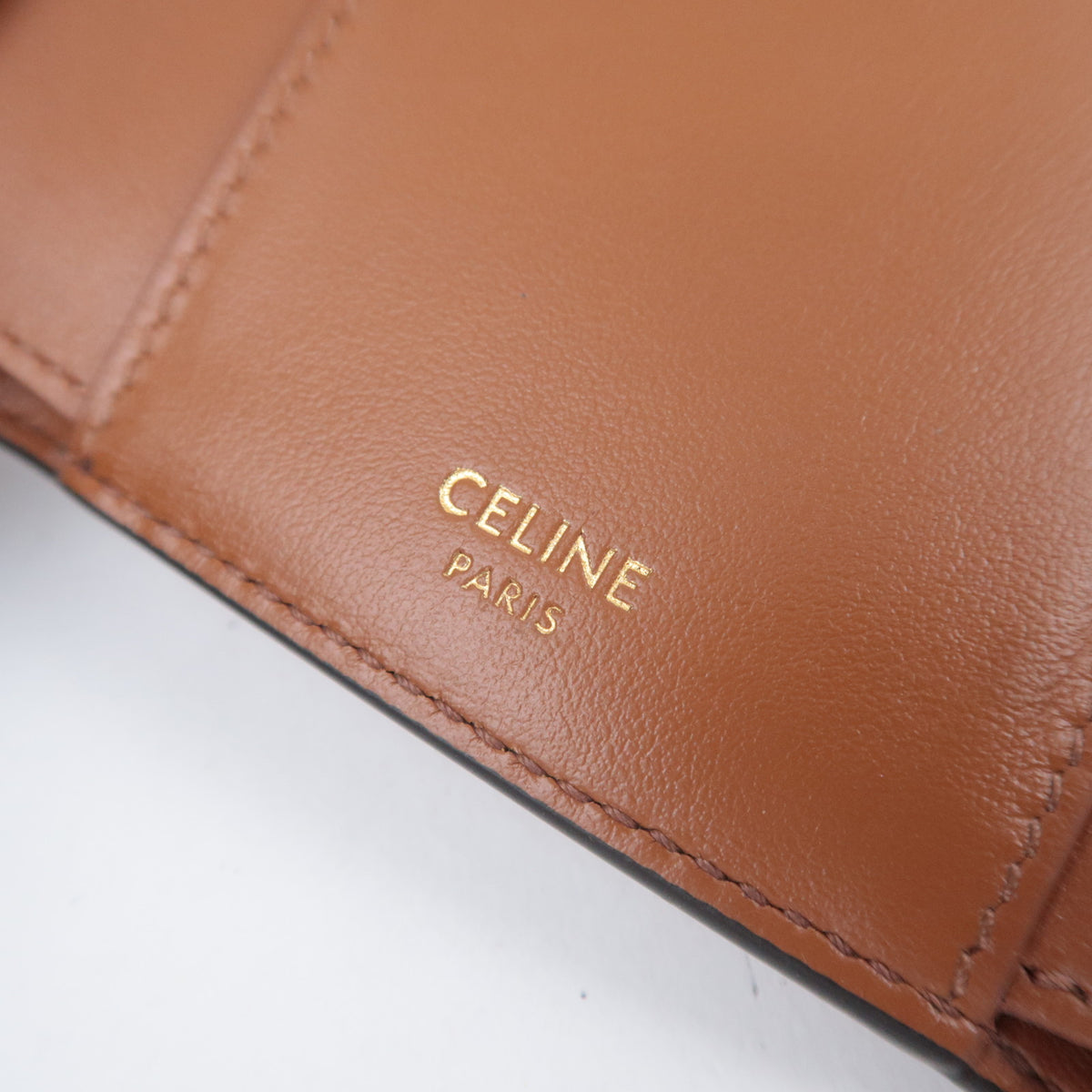 CELINE Triomphe Fine Strap Wallet Leather Brown