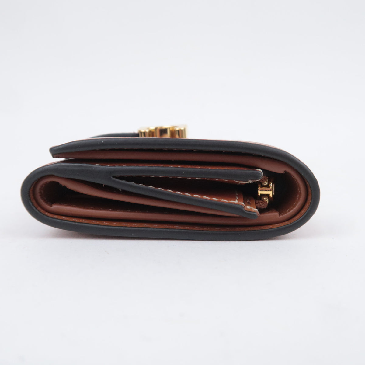 CELINE Triomphe Fine Strap Wallet Leather Brown