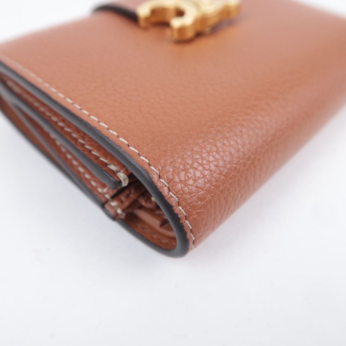 CELINE Triomphe Fine Strap Wallet Leather Brown