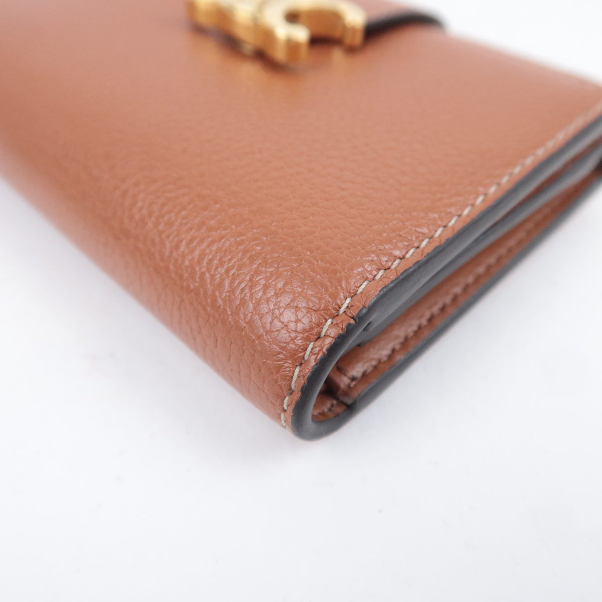 CELINE Triomphe Fine Strap Wallet Leather Brown