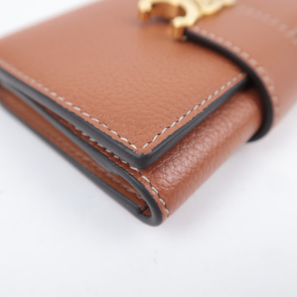 CELINE Triomphe Fine Strap Wallet Leather Brown