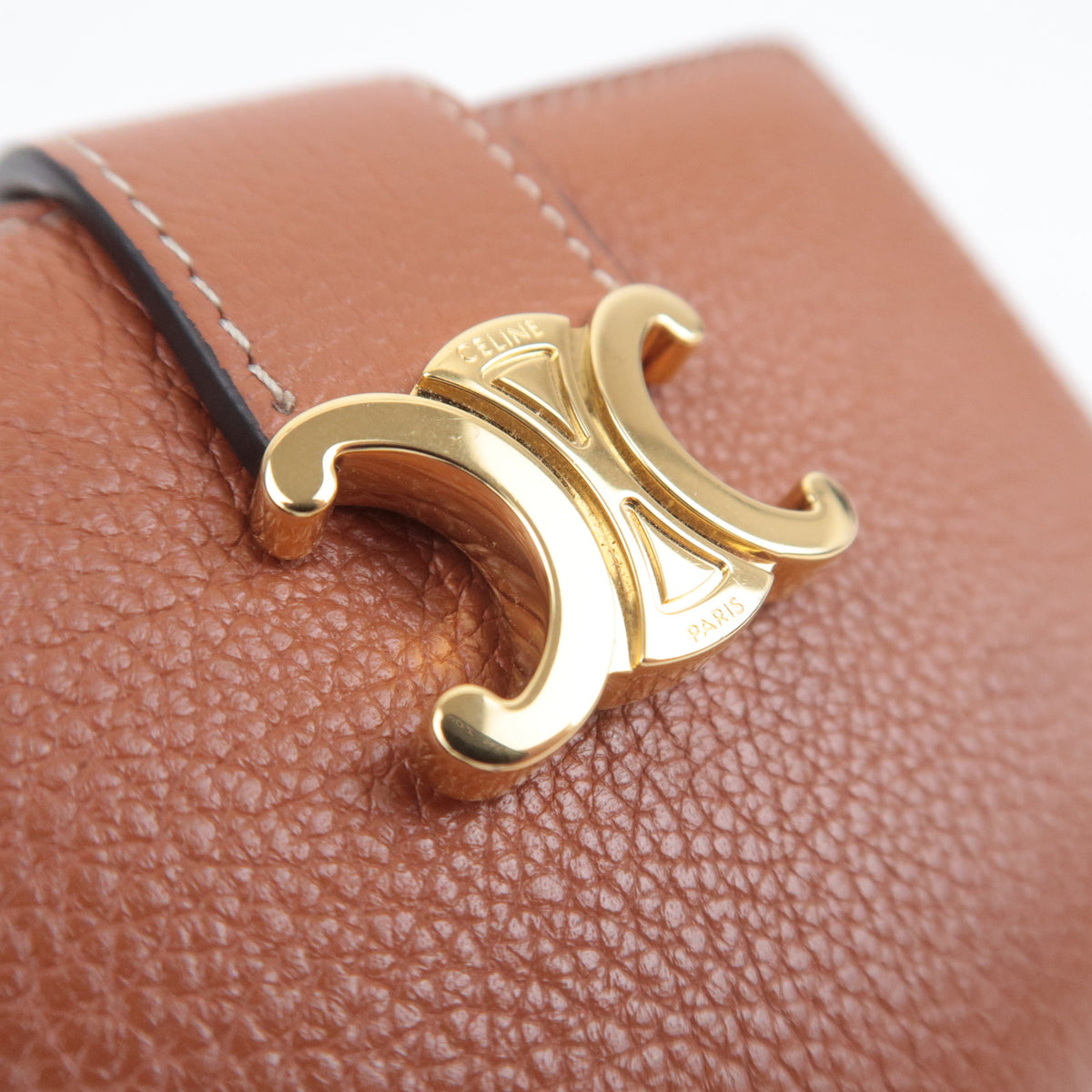 CELINE Triomphe Fine Strap Wallet Leather Brown