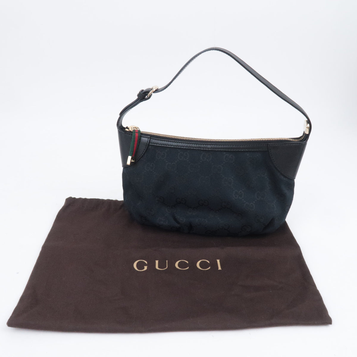 GUCCI Sherry GG Canvas Small Handbag Black 224093