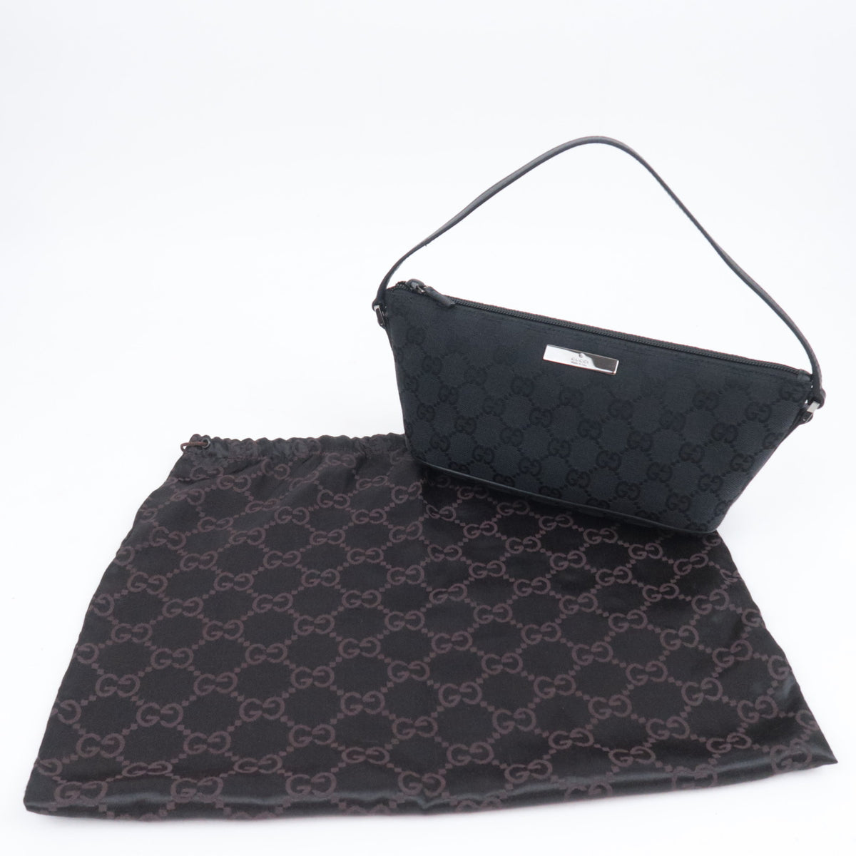 GUCCI GG Canvas Boat Bag Black 07198
