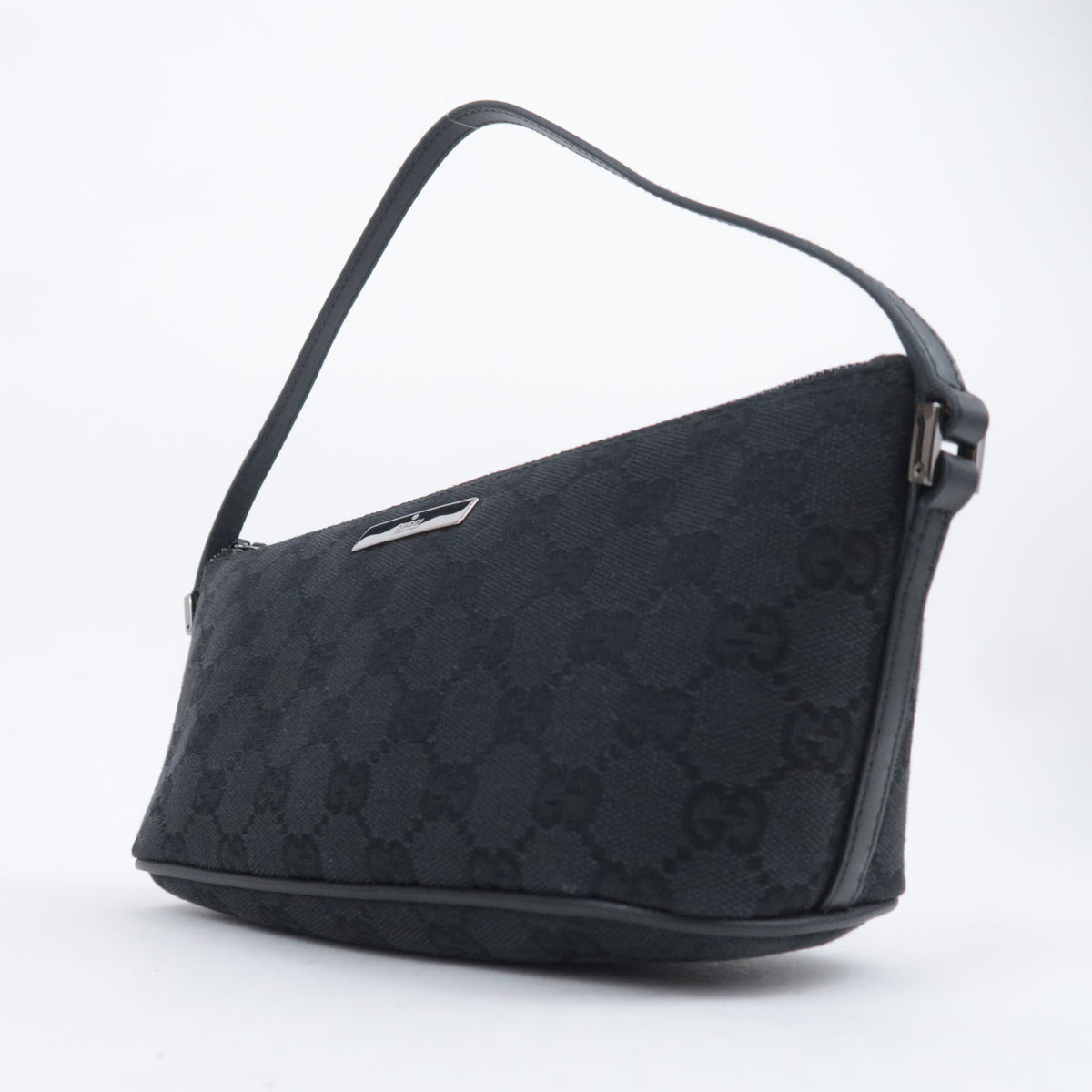 GUCCI GG Canvas Boat Bag Black 07198
