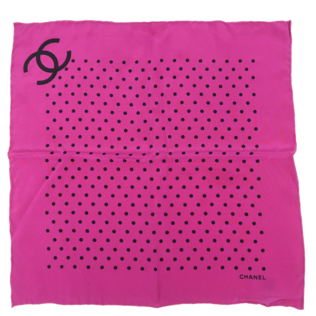 CHANEL Scarf Coco Mark Polka Dot Print 100% Silk92622