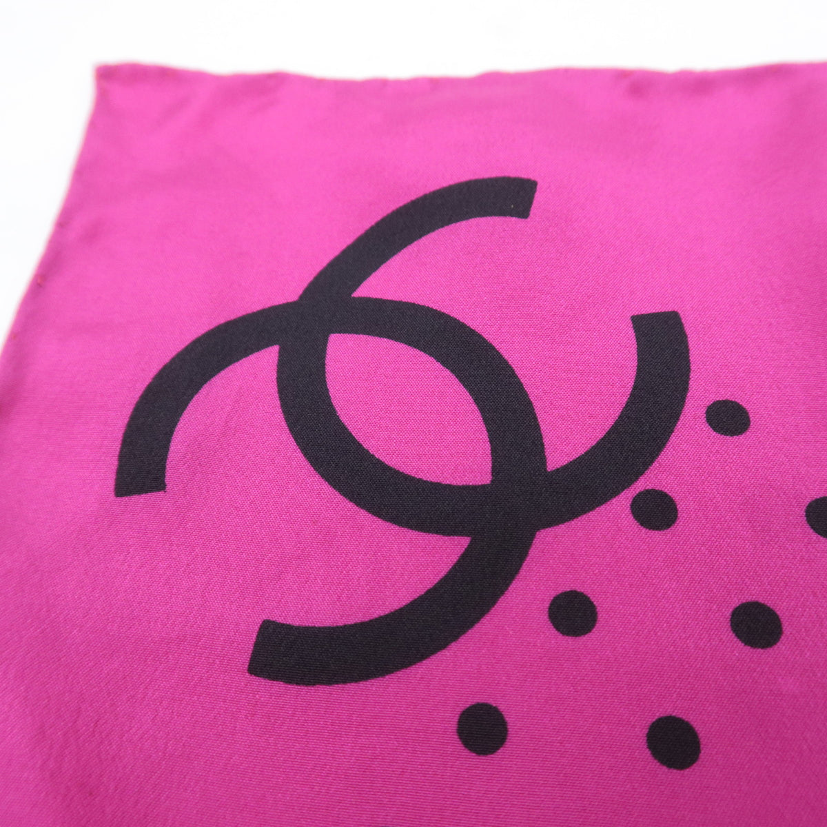 CHANEL Scarf Coco Mark Polka Dot Print 100% Silk