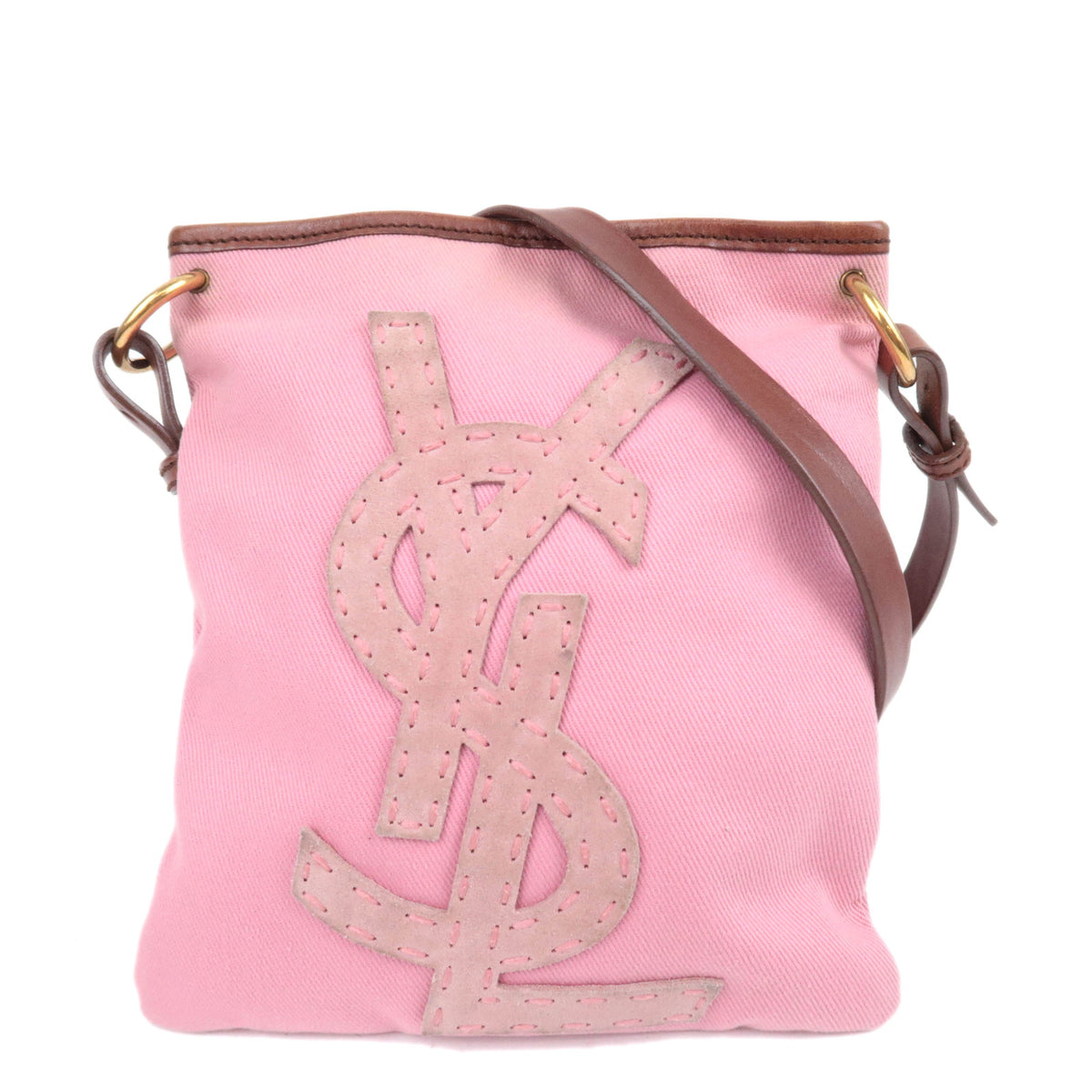 SAINT LAURENT YSL Logo Canvas Flat Shoulder Bag92631