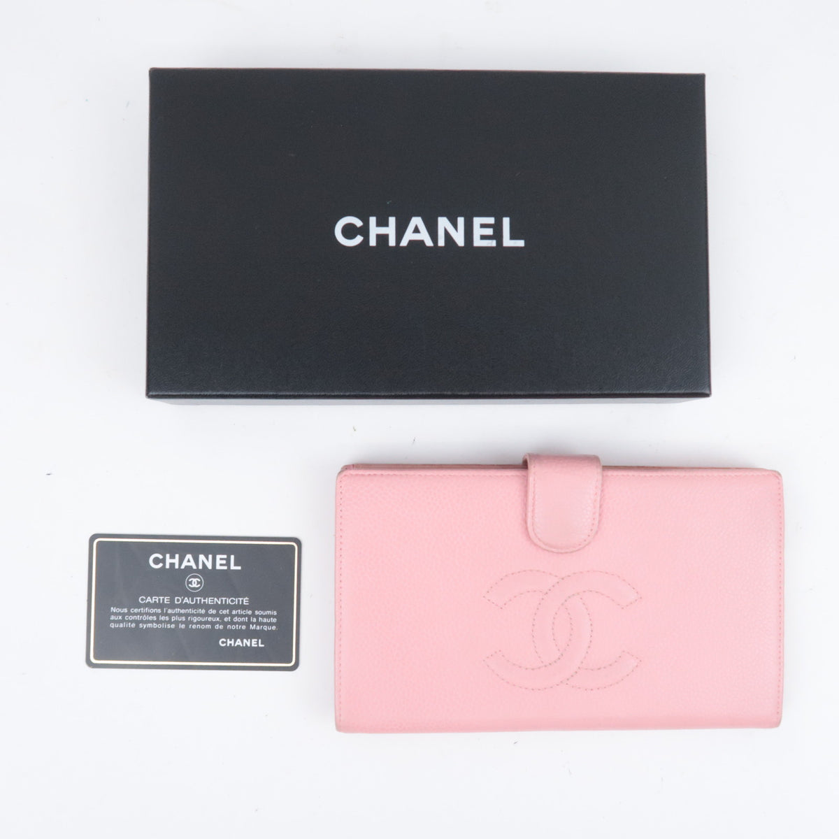 CHANEL Coco Mark Kiss Lock Wallet Caviarskin