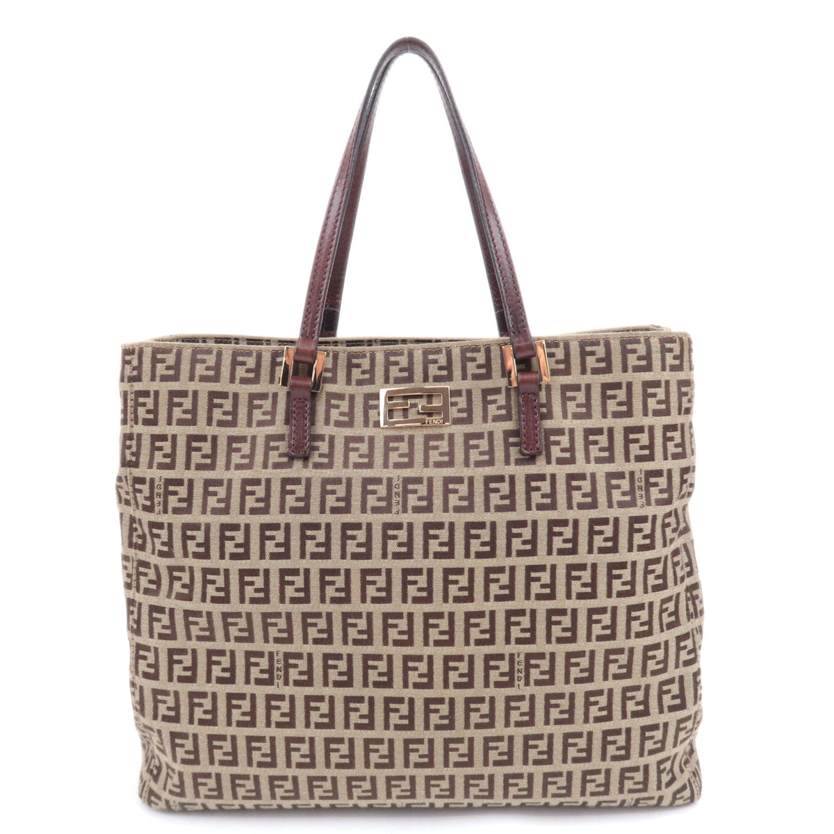 FENDI Zucchino Canvas Leather Tote Bag 8BH13392675