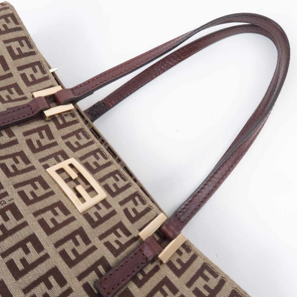 FENDI Zucchino Canvas Leather Tote Bag 8BH133