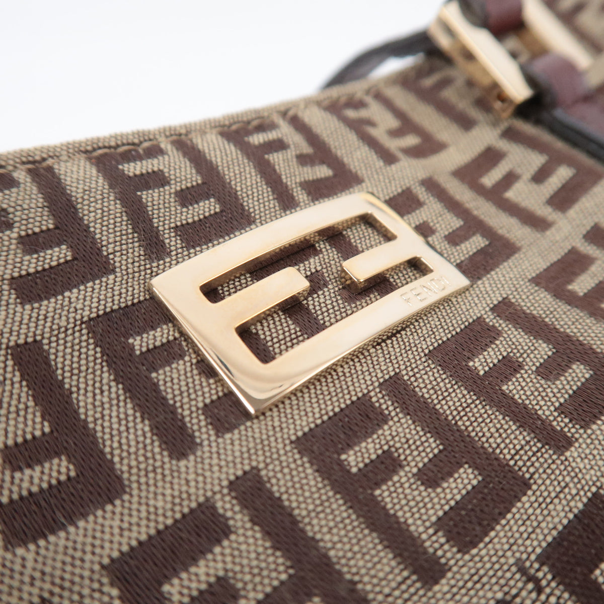 FENDI Zucchino Canvas Leather Tote Bag 8BH133