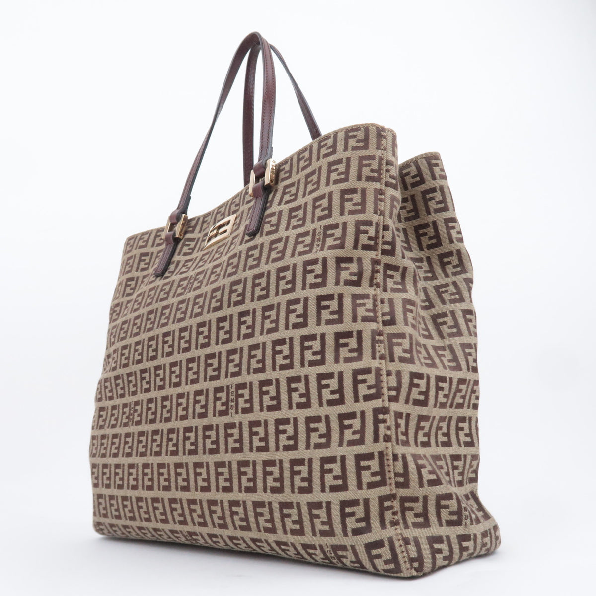 FENDI Zucchino Canvas Leather Tote Bag 8BH133