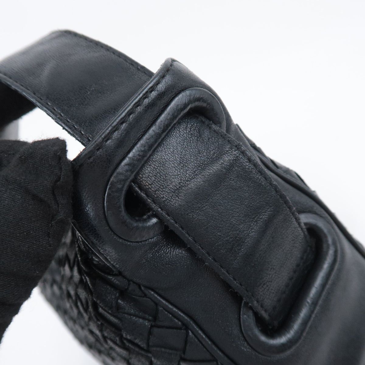 BOTTEGA VENETA Intrecciato Leather One Shoulder Bag Black