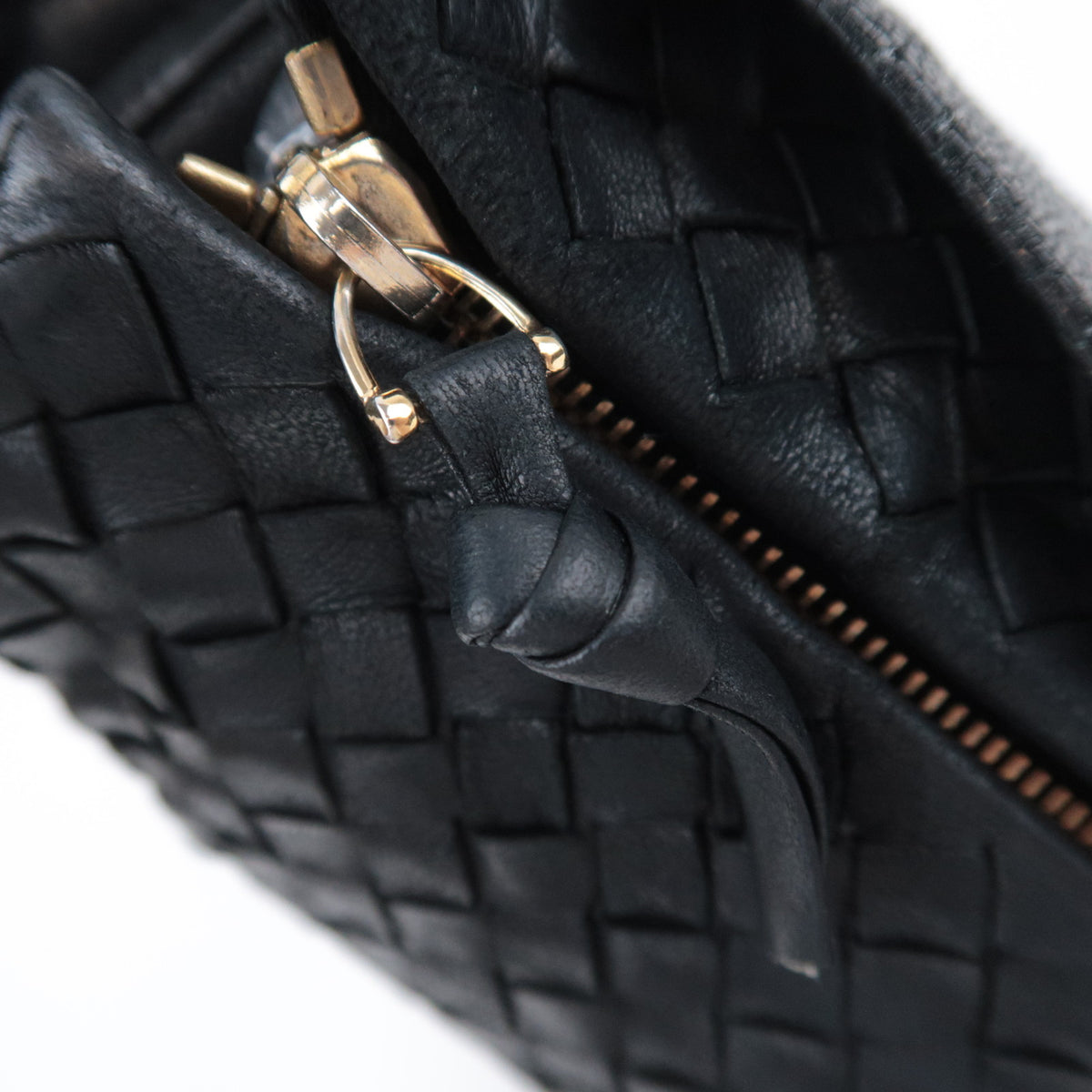 BOTTEGA VENETA Intrecciato Leather One Shoulder Bag Black
