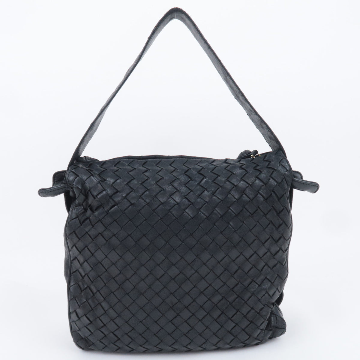 BOTTEGA VENETA Intrecciato Leather One Shoulder Bag Black