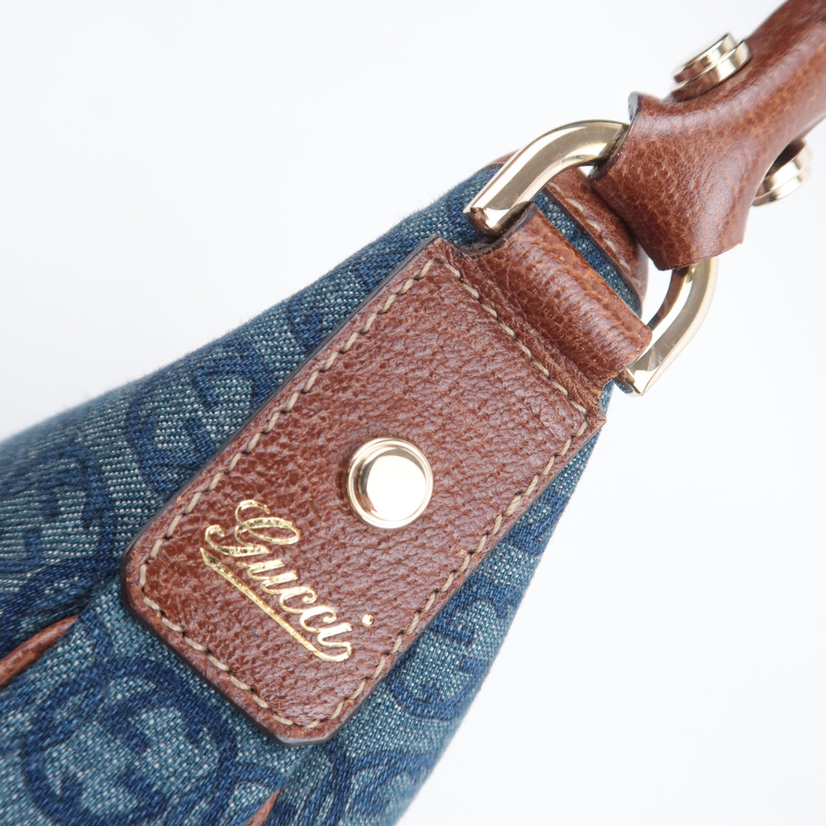 GUCCI Abby GG Denim Shoulder Bag 130738