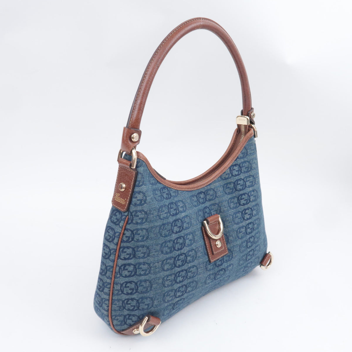 GUCCI Abby GG Denim Shoulder Bag 130738