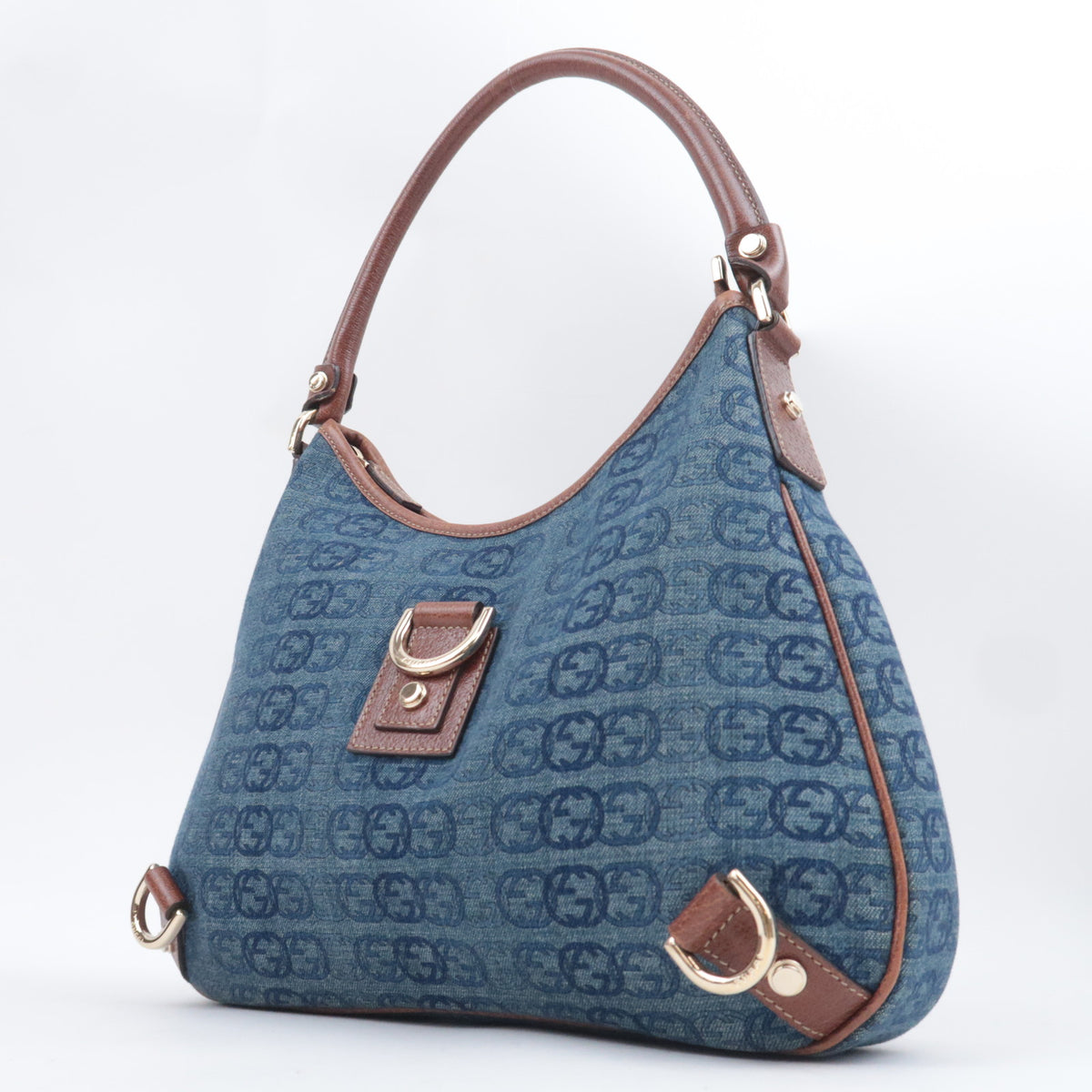 GUCCI Abby GG Denim Shoulder Bag 130738